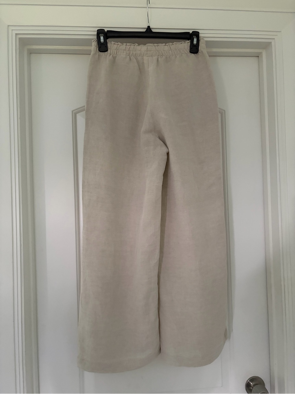 H&M Light Beige Wide-Leg Linen-Blend Melange Pants XS - Picture 2 of 6